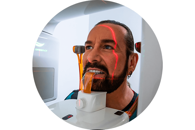 Patient within 3D scanner for dental procedure